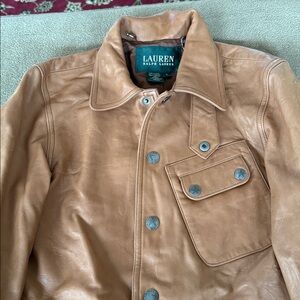 Lauren Ralph Lauren Brown Leather Jacket Size Small (TD)